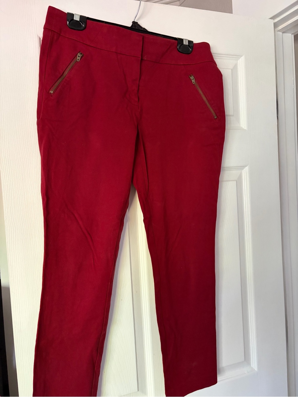 LOFT Red Skinny Jeans with Zip Pockets